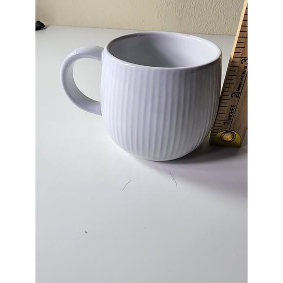 WORLD MARKET White Stripe Ribbed Textured Tea Coffee Mug - Qty 1 - Picture 8 of 8